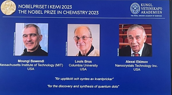 三位美国科学家分享2023年诺贝尔化学奖 