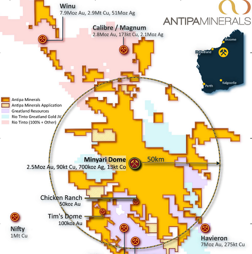 【异动股】Antipa Minerals (ASX:AZY) 季报：金价牛市背景下Minyari Dome大规模金铜开发项目资源量连续提升
